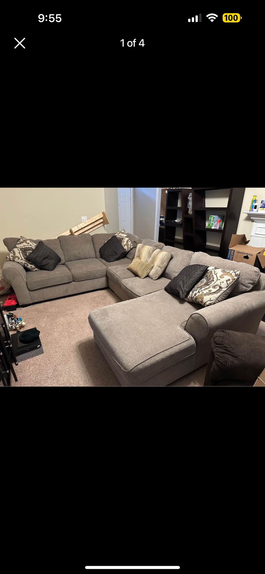Large Couch Like New W/Decorative Pillows