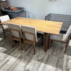 MCM Style Dining Room Table w/ 4 Chairs And Bench
