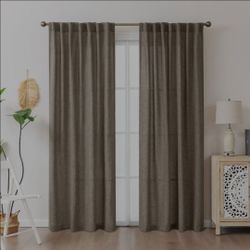 Linen Look Semi-Sheer Back Tab Curtain