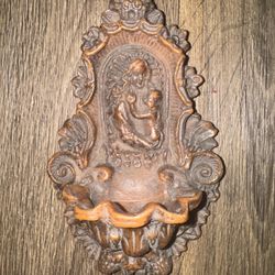 Hand Carved Wax Wall Plaque Vintage