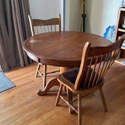 Solid Oak Table And 2 Chairs