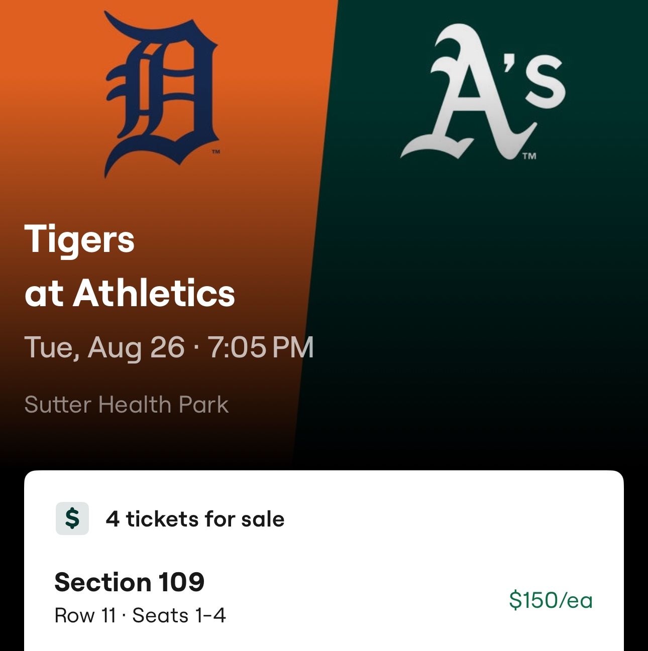 A’s Vs Tigers