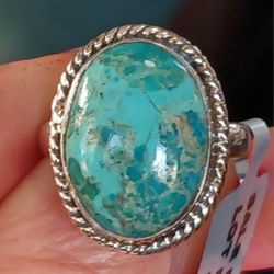 Brand New 925 Silver 3.85 Grams, 5.1 Cts Of Turquoise Ring Beautiful Colors.