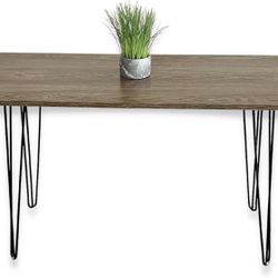 Home Office Desk Retro Black Hairpin Legs, 43" Gray Oak Wood Writing Table, Wooden Computer Desk Small, Student Table Hairpin, Grey Study Desk (Gray W