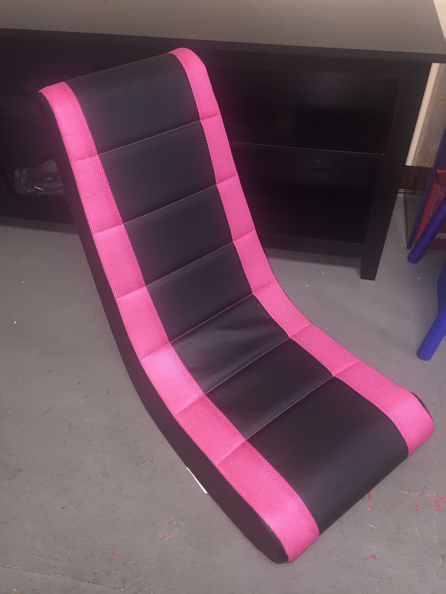 New Classic Video Rocker Gaming Chair, Black/Pink