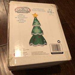 7 Ft  Inflatable Christmas Tree Lighted Airblown Holiday Yard Decoration 
