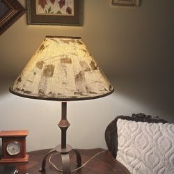 Vintage Lamp With textured original Shade 
