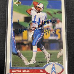 Warren Moon #1 Upper Deck Autographed NFL Trading Card