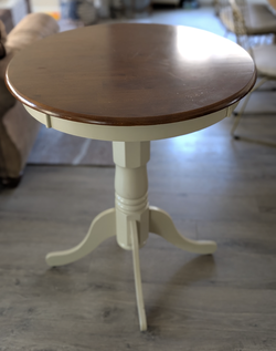 Wood Pedestal Accent Table – 30" Round – Two-Tone