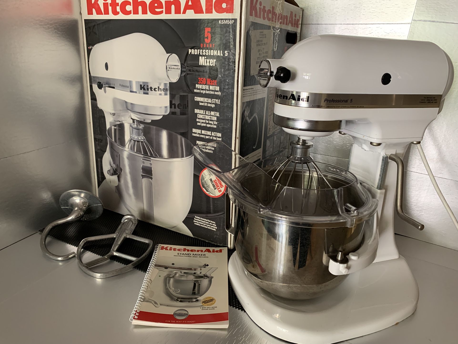 KitchenAid 5-Quart Pro Bowl-Lift Mixer w/ Wire Whip, Flat Beater, Dough Hook