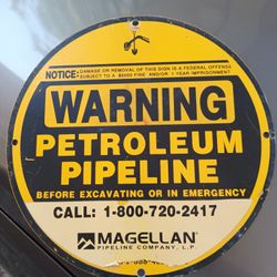 Vintage Gas And Oil Petroleum Sign. About 14 Inches Across. Tin. Very Good Condition. $22.00