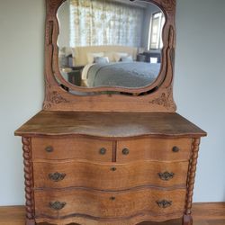 Antique Oak dresser and mirror