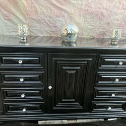 Black Dresser Is Solid Heavy Wood Has Been Refurbished Including A Huge Mirror Brand Davys INTL 