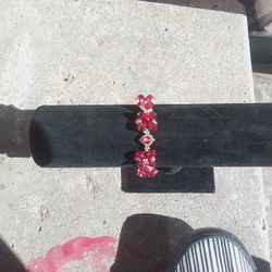 Magnetic Red Ruby Diamond Flower Glass Beaded Bracelet 