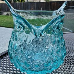 Owl Bubble Vase Blown Glass Vintage Or Candle Holder