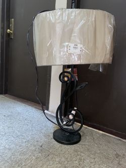 Wrought Iron Table Lamp Large Vintage Looking With Crystals Light Decor Chandelier 