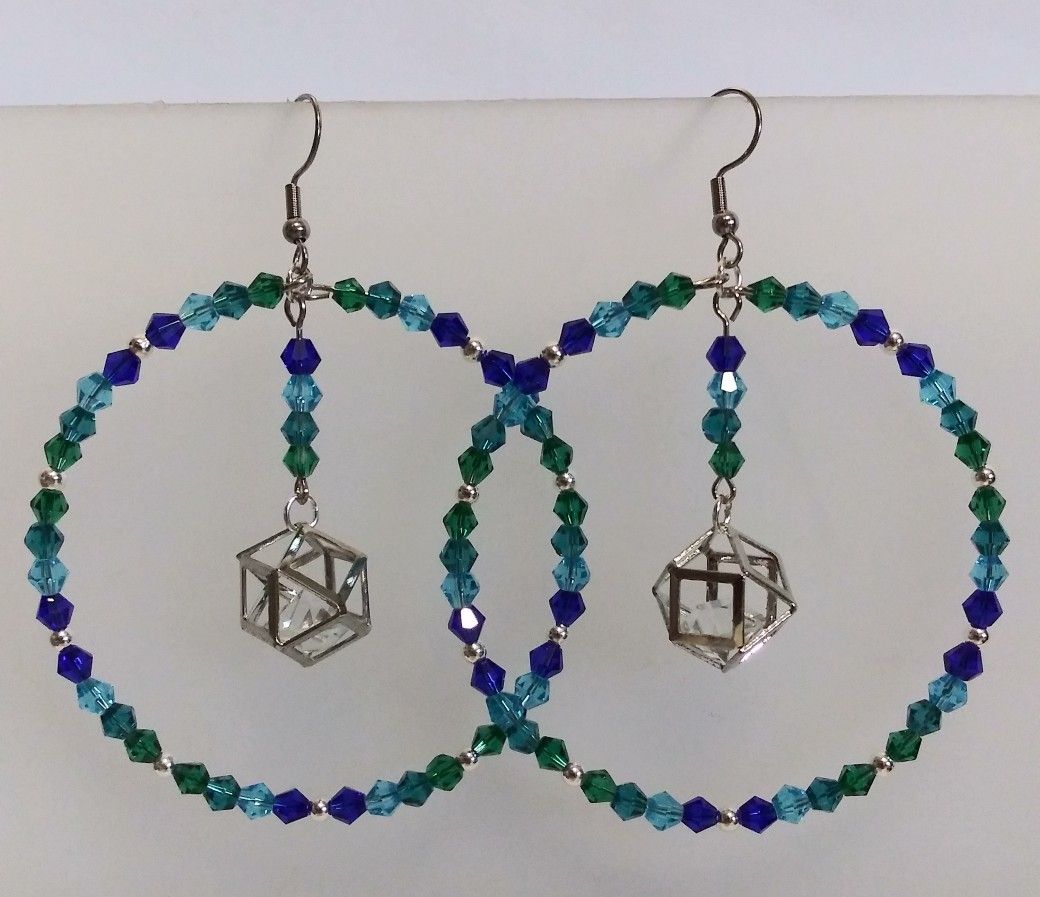 Handmade 2.5" hoop dangle earrings