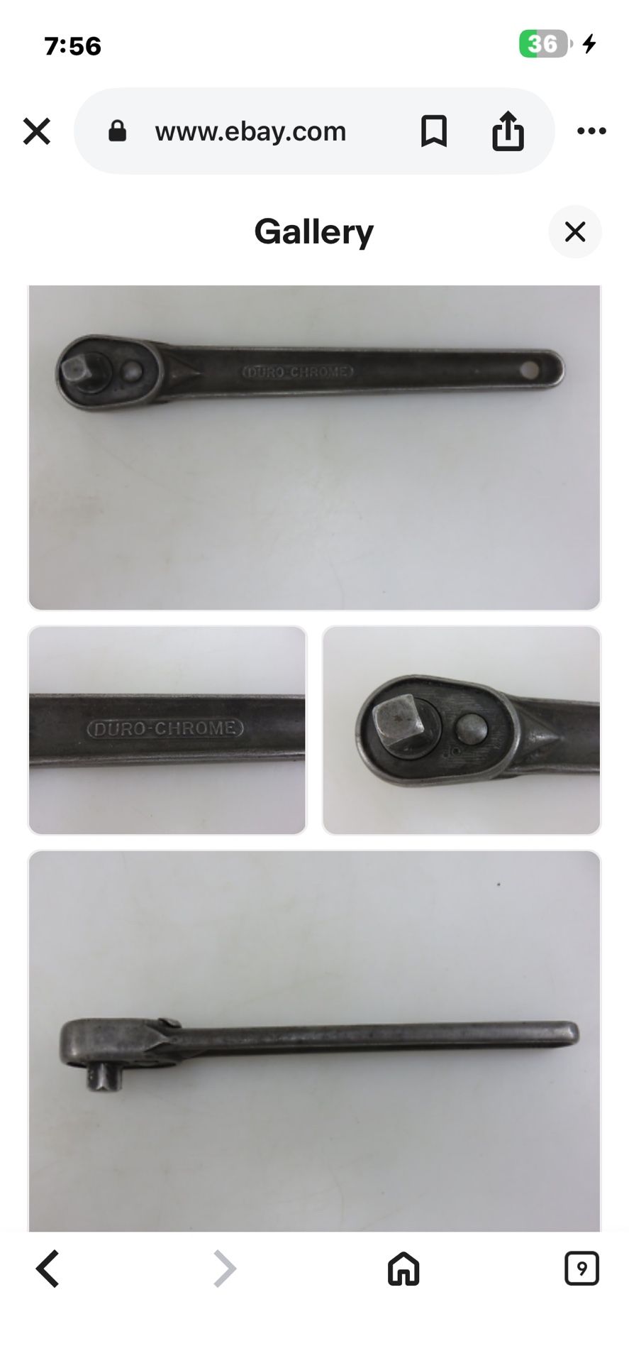 Duro-Chrome 678D 1/2" Dr. Ratchet 10.5" Long Vintage Made In USA