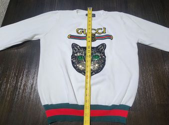 Gucci Cat Sequin Graphic Crewneck Sweatshirt