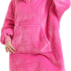 Oversized Blanket Hoodie Sweatshirt, Wearable Sherpa Lounging Pullover for Adults Women 