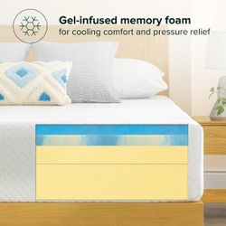 Brand New Queen Size 12” Cooling Gel Memory Foam Mattress – Still in Box