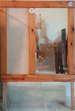 Large Dresser Mirror with Cork Board