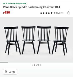 Living Spaces Renn Black Spindle Back Dining Chair Set Of 4 - EXCELLENT!