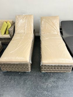 Patio furniture poolside chaise lounges