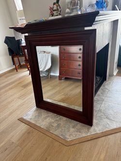 Large Dark Wood Framed Wall Mirror