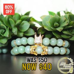 10k Gold Crown Jade Bracelets