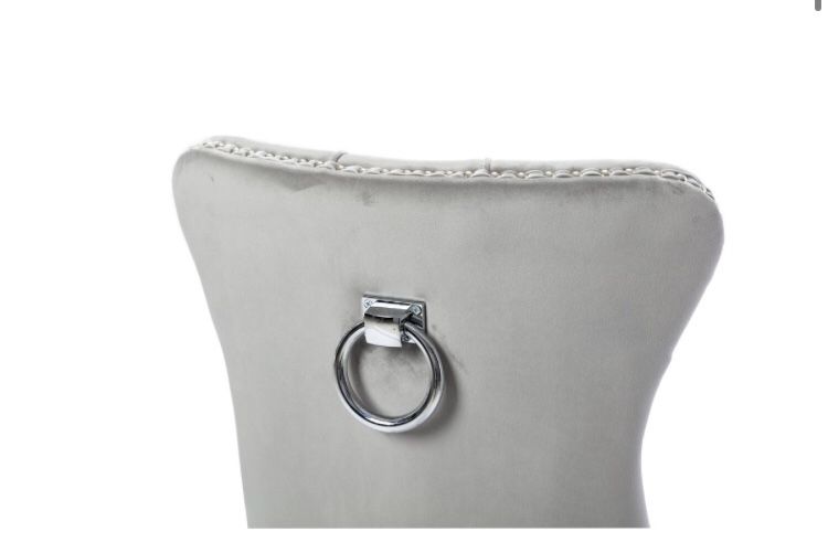 Brand new in box Tufted Velvet Upholstered Wingback Side Chair in Gray with nailhead trim
