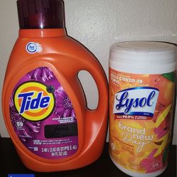 Tide Detergent and lysol Wipes bundle 
