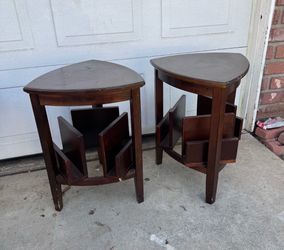 Pair of Wood End Tables with Magazine Rack