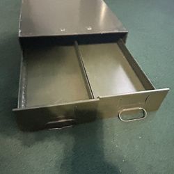 1940s Diebold Safe-T-Stak Gray Steel Double Stack 2 Drawer Side by Side File Cabinet. Large cabinet - 24” x 16” x 4”.