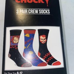 Chucky Crew Socks 3 Pairs Halloween Horror Good Guys Doll Play Slasher Gift Set