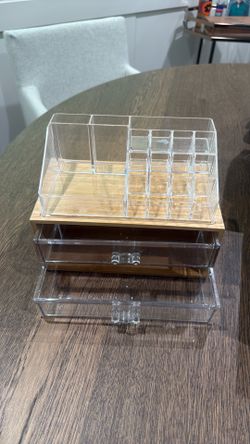 Ikee Design Bamboo Acrylic Makeup Organizer