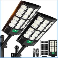 17" Solar Street Lights Outdoor Waterproof, 36000LM 6500K Dusk to Dawn Solar Flood Light, Motion Sensor Solar-Powered Light with Remote Control, Comme