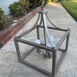 Boswell Quarter 3-Light Brushed Nickel Pendant with Weathered Wood Accents