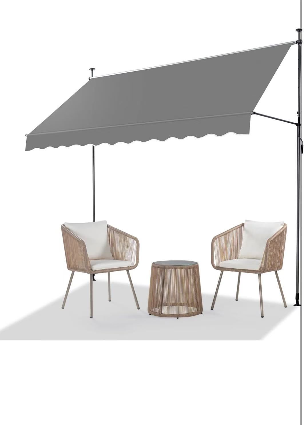 ❤️ Manual Retractable Awnings for Patio, 118"x118" Patio Awning Door Awning Exterior Adjustable Door Canopy with UV Protection for Backyard, Garden, B