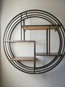 Wooden circle wall shelf