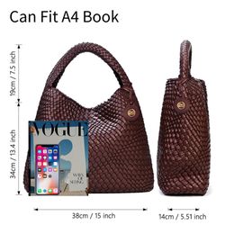 Elegant Burgundy Woven Tote Bag