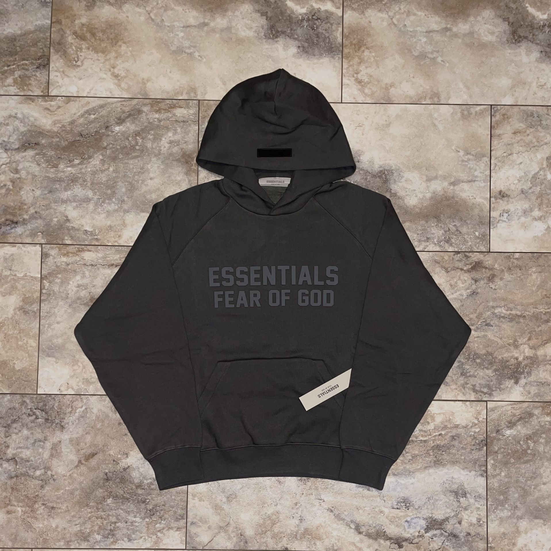 Fear of God Essentials Raglan Hoodie Gray Off Black Size XS