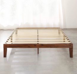 Mellow Naturalista Classic 12 Inch Solid Wood Platform Bed with Wooden Slats, Cal King, Espresso