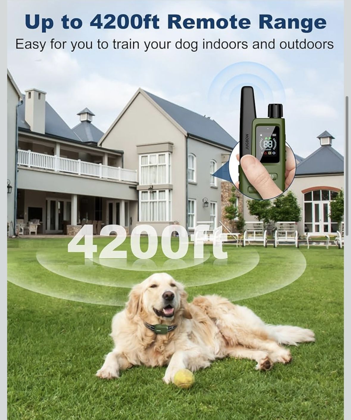 Jugbow Dog Shock Collar - 4200FT Dog Training Collar with Remote Innovative IPX7 Waterproof with 4 Training Modes, Rechargeable E-Collar for All Breed
