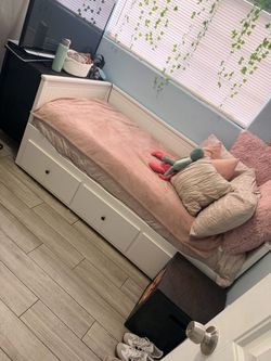 Ikea -White Daybed Frame with Storage Drawers