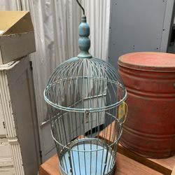Vintage Shabby Blue Bird Cage 