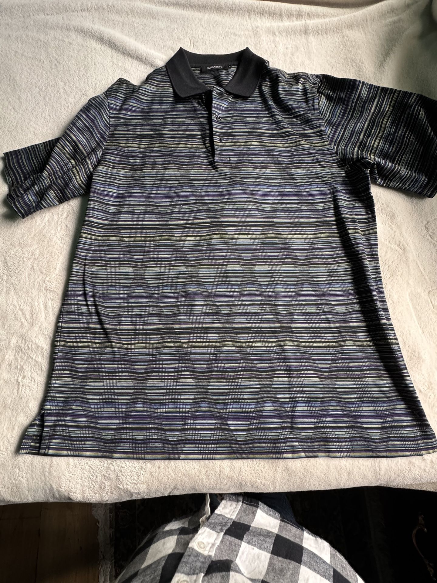 Bugatchi Striped Polo Medium Excellent Condition