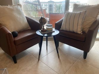 Brown, Faux Leather chairs