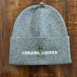 Chrome Hearts Cross Logo Knit Beanie Gray One Size NEW