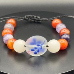 Azure Bloom Frosted glass & Amethyst & Quartz & Carnelian 